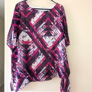 Dana Buchanan XL Stripe Shirt Sleeve Blouse